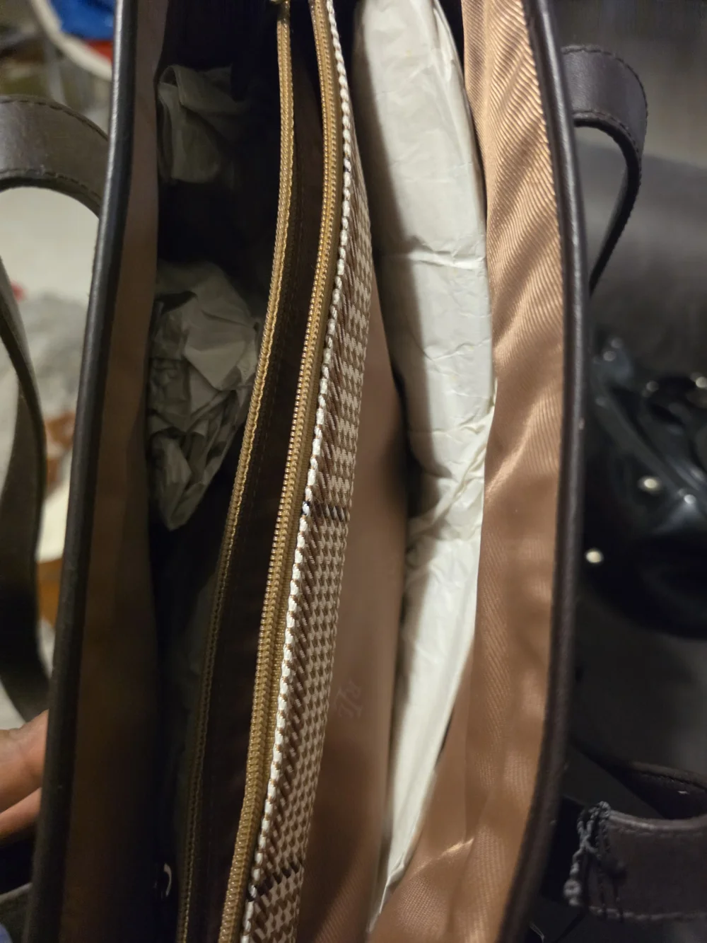 Lauren Ralph Lauren Brown Plaid Tote Bag